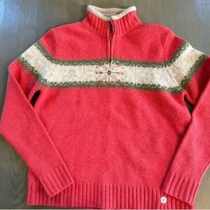 Elegant Red Fair Isle Turtleneck Sweater